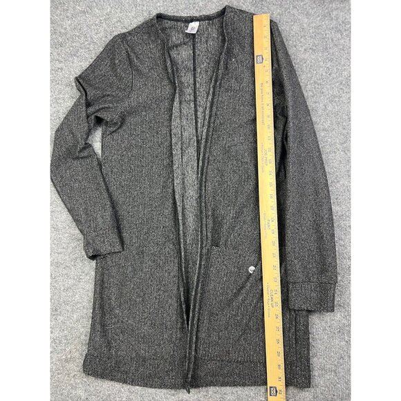 Senita Athletics Cardigan Women's S Gray Herringbone Open Front Sweater Pockets - Picture 5 of 6
